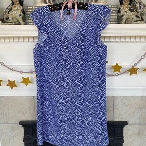 Shein Blue and White Heart Mini Dress with Ruffled Sleeves